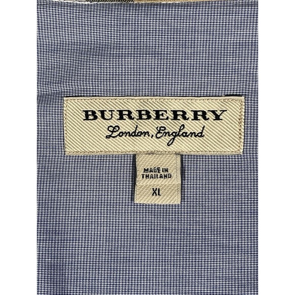 Burberry Blue Button Down Shirt with Check Accents - Picture 6 of 13